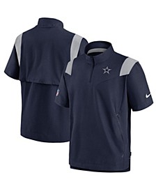 Men's Navy Dallas Cowboys Sideline Coaches Short Sleeve Quarter-Zip Jacket