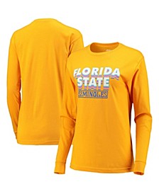 Women's Gold Florida State Seminoles Beach Club Oversized Long Sleeve T-Shirt