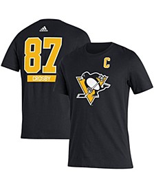 Men's Sidney Crosby Black Pittsburgh Penguins Captain Patch Name and Number T-shirt