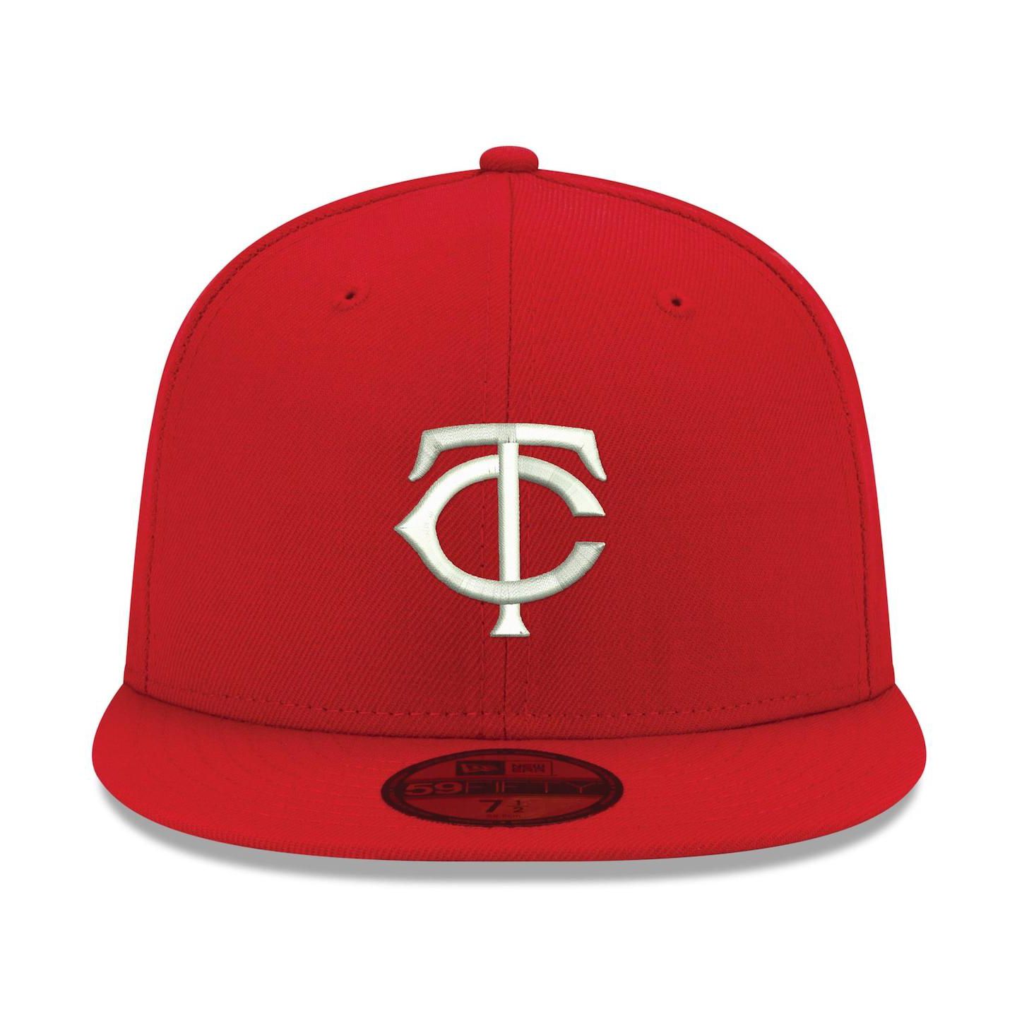 Мужская кепка New Era Red Minnesota Twins Logo White 59FIFTY Fitted Hat — фото 3