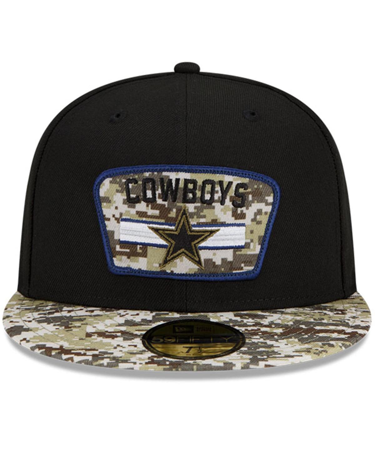 Shop New Era Men's  Black And Camo Dallas Cowboys 2021 Salute To Service 59fifty Fitted Hat In Black,camo