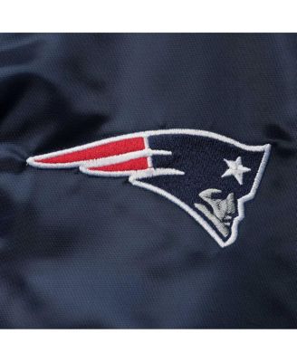 Men's Navy New England Patriots Locker Room Satin Varsity Full-Snap Jacket