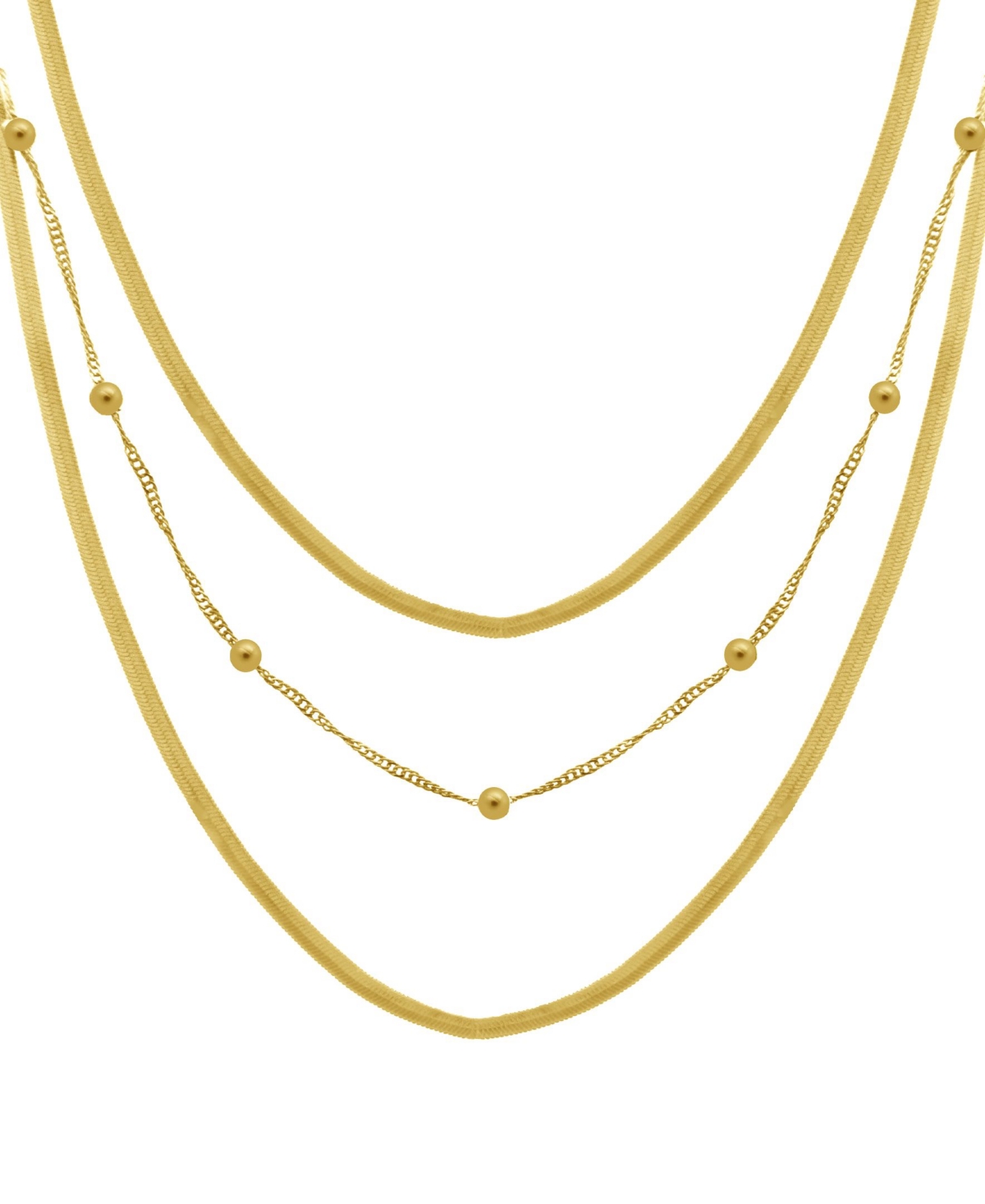 18K Gold Plated Layered Chain Necklace - Gold Plated