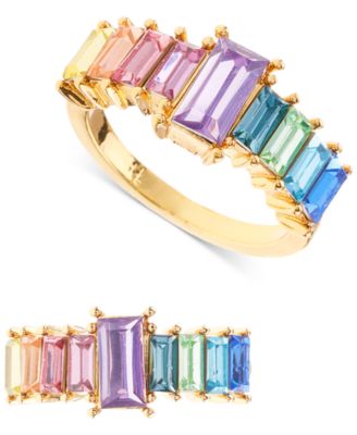 Photo 1 of SIZE 8 INC International Concepts Gold-Tone Rainbow Baguette-Stone Band Ring, Created for Macy's