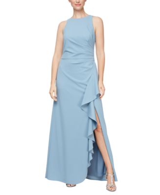 Alex & Eve Ruffled Slit-Front Gown - Macy's