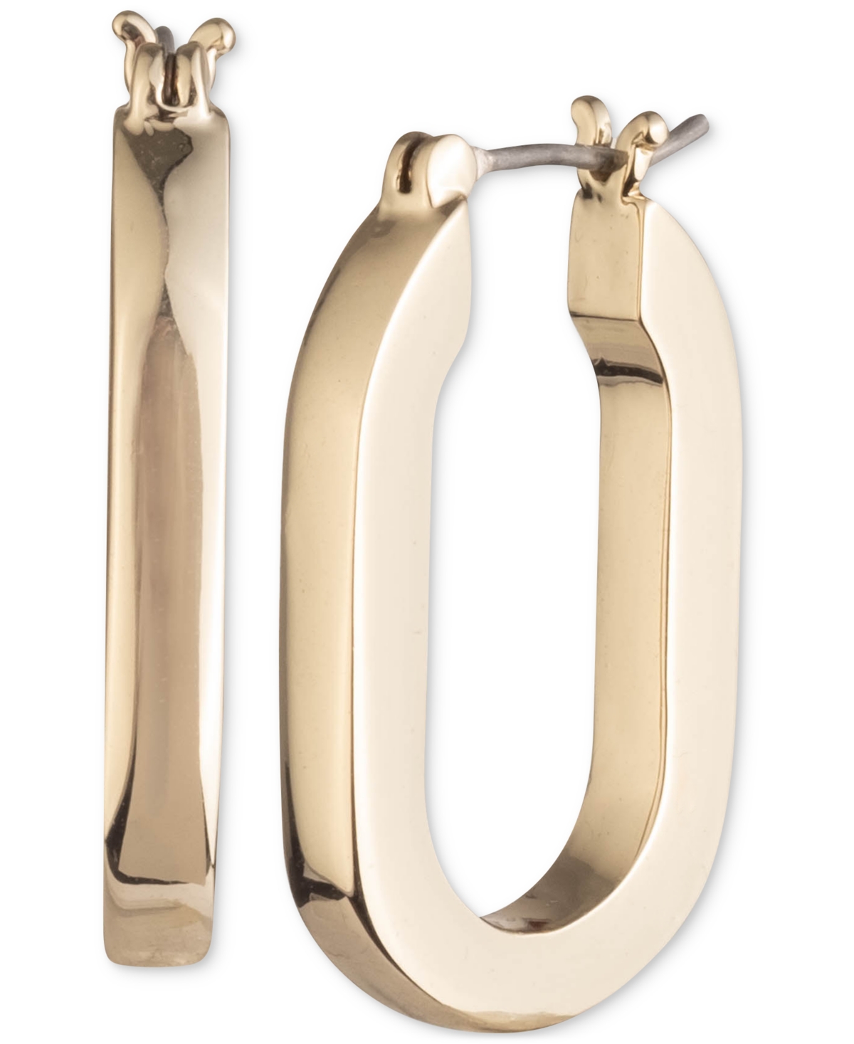 Gold-Tone Oval Link Hoop Earrings - Gold
