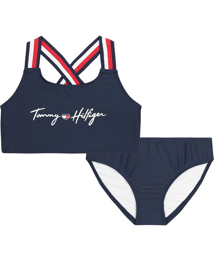 Tommy Hilfiger Toddler Girls Stripe Strap Bikini Swimsuit, 2 Piece Set -