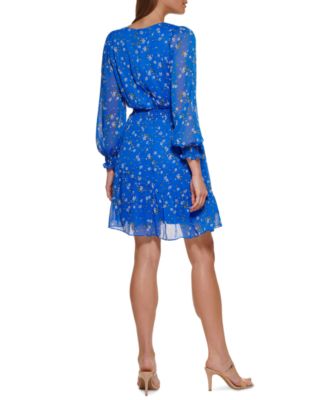 DKNY Floral-Print Faux-Wrap Dress