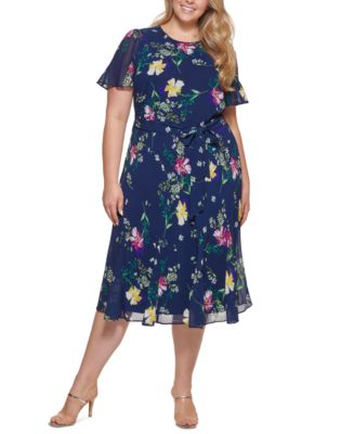 DKNY Plus Size Printed Midi Dress & Reviews - Dresses - Plus Sizes - Macy's