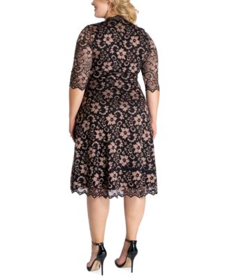 Plus Size Mon Cherie Floral Lace Cocktail Dress