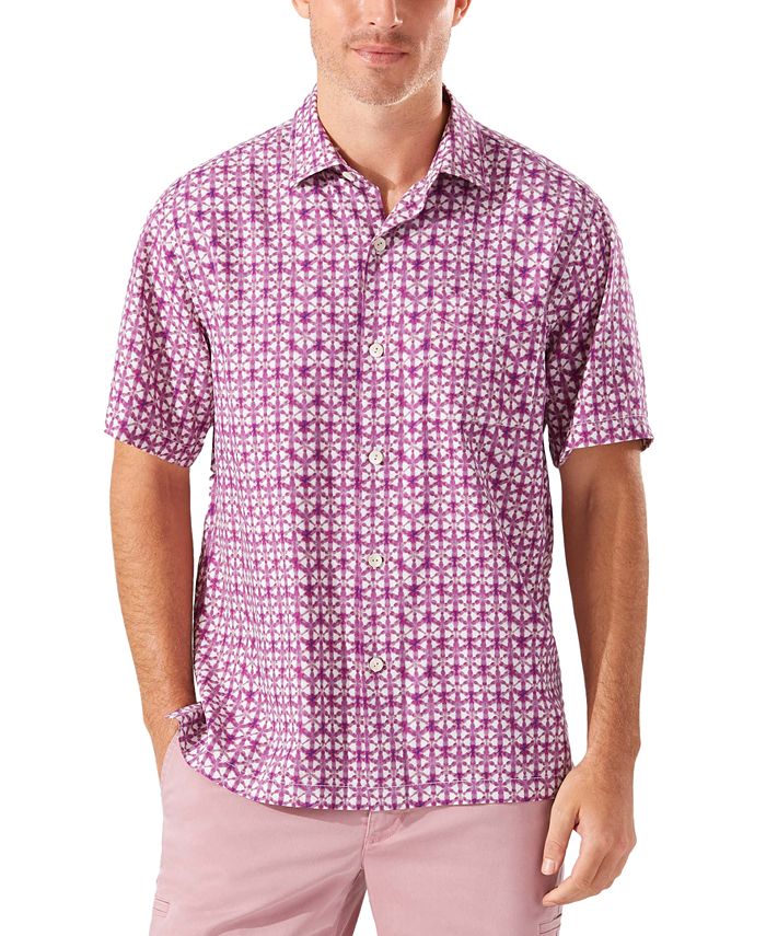 Tommy Bahama Men's Melbourne Mosaic Silk Short-Sleeve Camp Shirt - Macy's