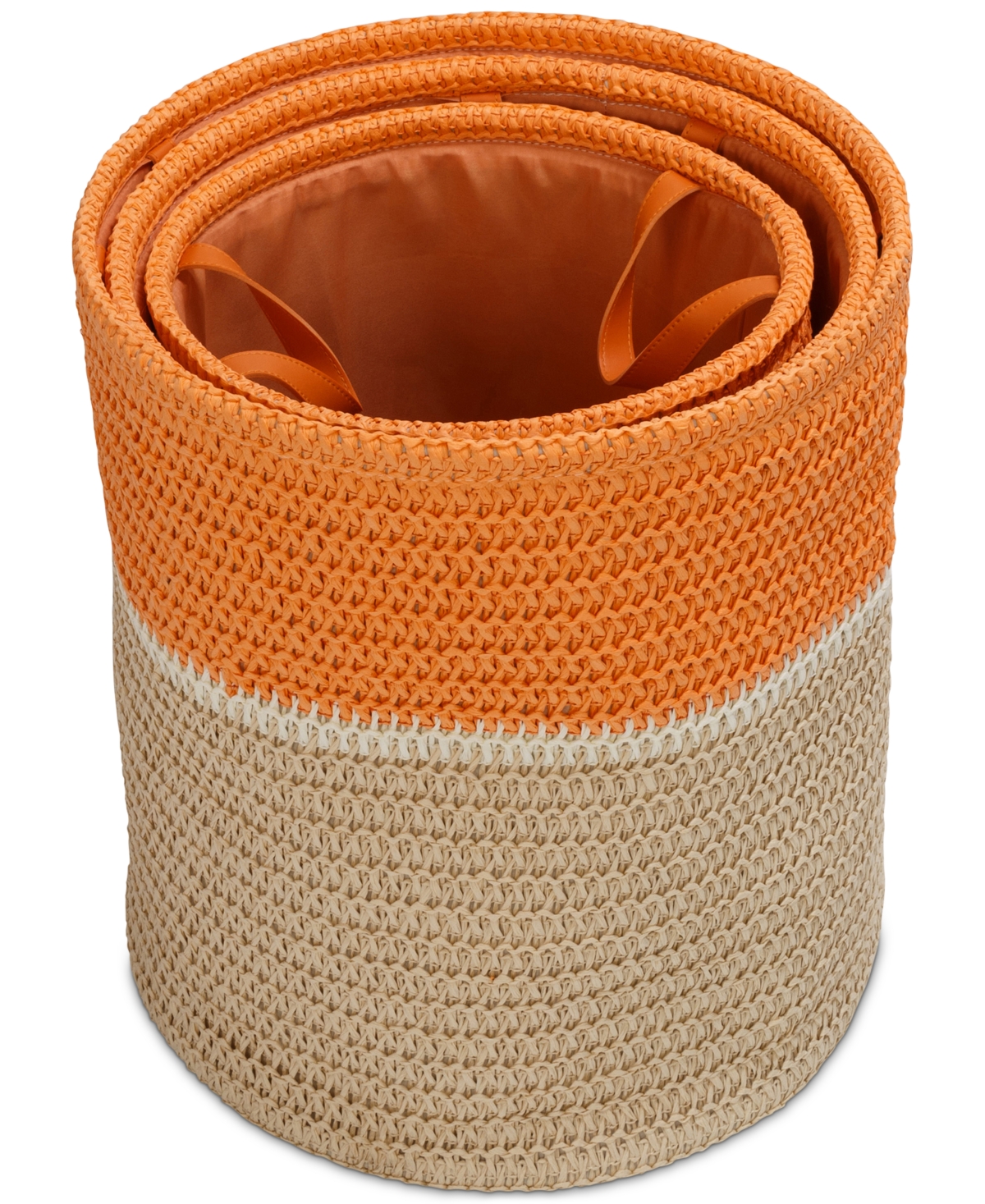 Shop Honey Can Do Paper Straw Nesting Baskets With Handles, Set Of 3 In Natural