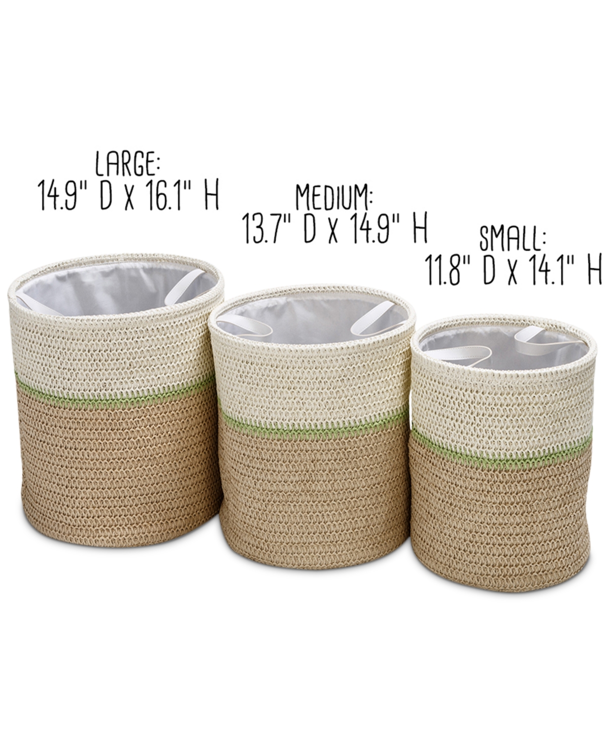 Shop Honey Can Do Small Nesting Paper Straw Baskets With Handles, Set Of 3 In Natural