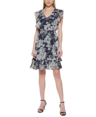 Tommy Hilfiger Women's Floral-Print Fit & Flare Dress Black Size 18 main image 0