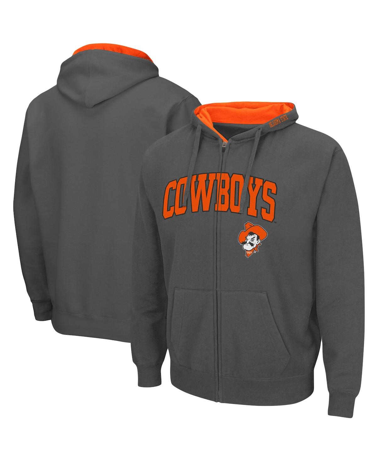Colosseum Men's  Charcoal Oklahoma State Cowboys Arch & Logo 3.0 Full-zip Hoodie