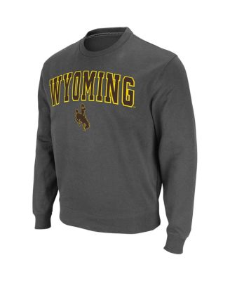 Men's Charcoal Wyoming Cowboys Arch & Logo Tackle Twill Pullover Sweatshirt