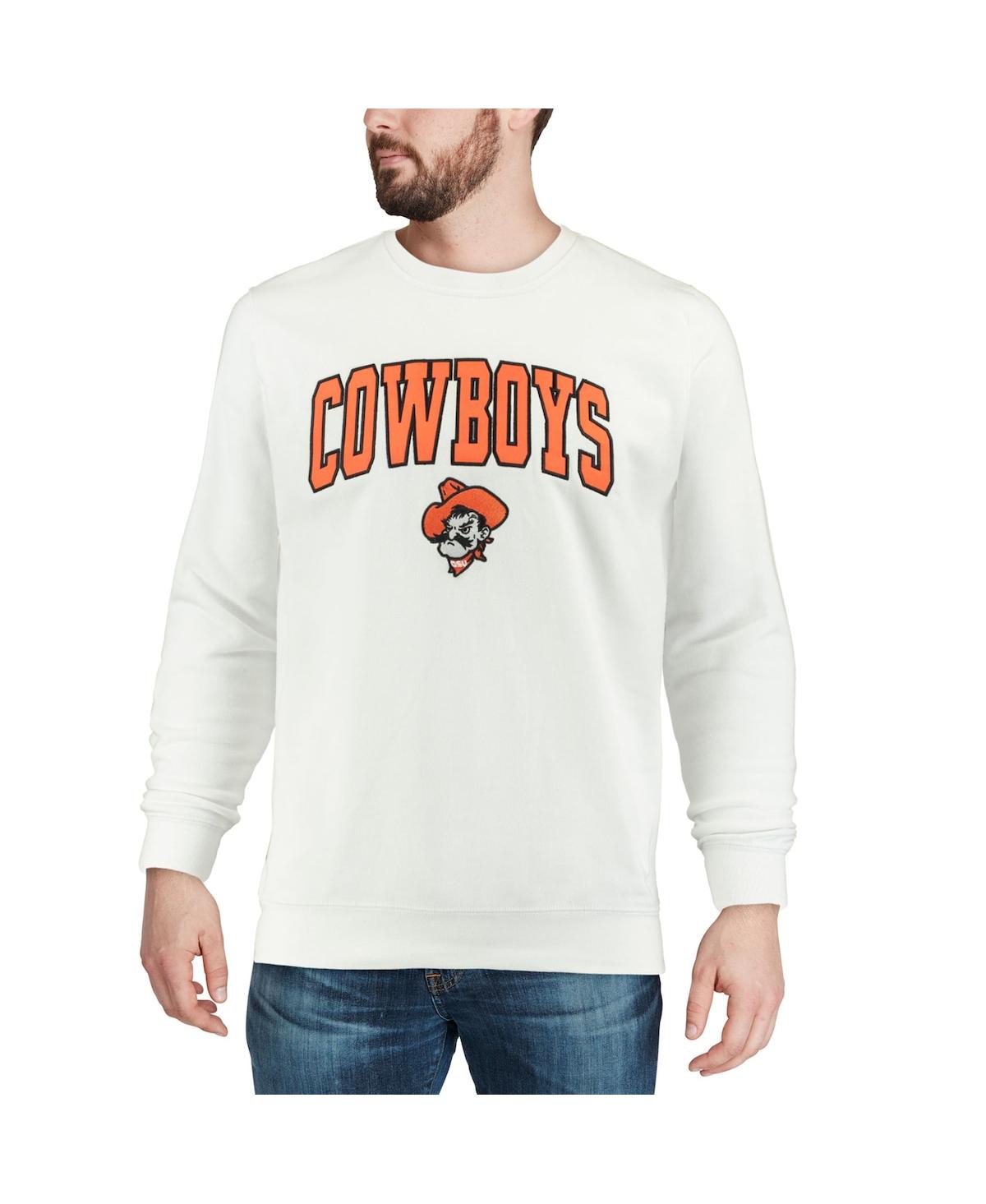 Shop Colosseum Men's  White Oklahoma State Cowboys Arch & Logo Crew Neck Sweatshirt