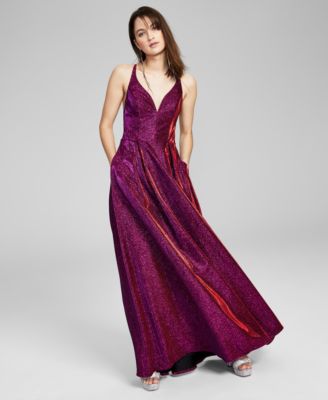 City Studios - Juniors' Glitter-Knit Gown