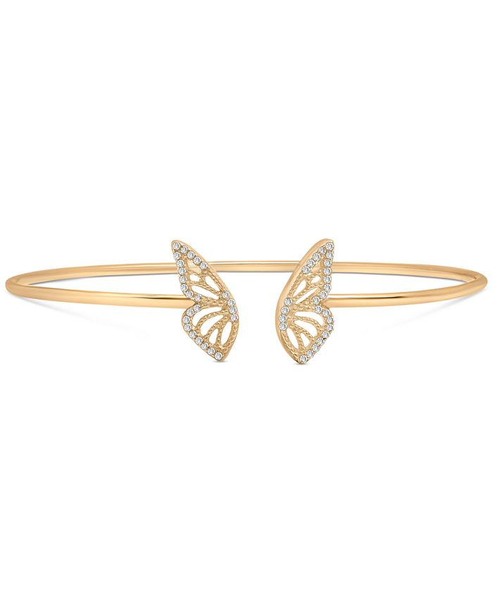 Wrapped Diamond Butterfly Wing Cuff Bangle Bracelet (1/6 ct. t.w.) in