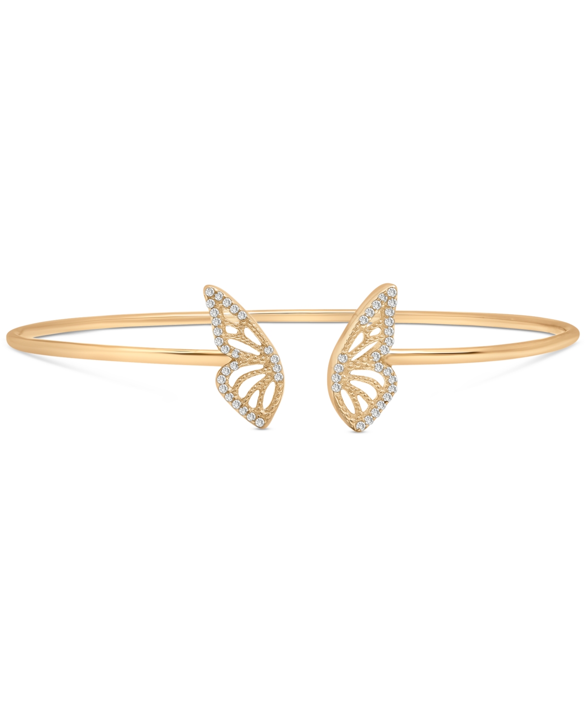 Wrapped Diamond Butterfly Wing Cuff Bangle Bracelet (1/6 Ct. T.w.) In 14k Gold, Created For Macy's In Yelllow Gold