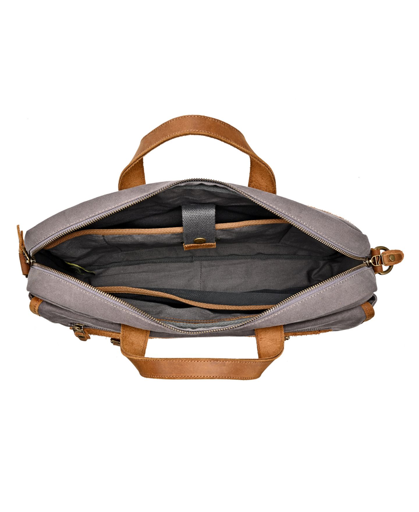Женские портфели TSD BRAND Valley Oak Canvas Brief Bag, цвет: Серый — фото 2