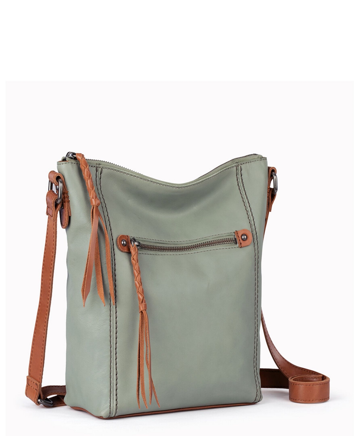 The Sak Women s Ashland Leather Crossbody Bag Sand Suede Smart Closet