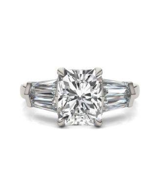 Moissanite Radiant Cut Engagement Ring (3-7/8 Carat Total Weight Diamond Equivalent) in 14K White Gold
