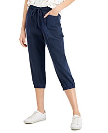 Petite Twill Cropped Utility Pants, Created for Macy's