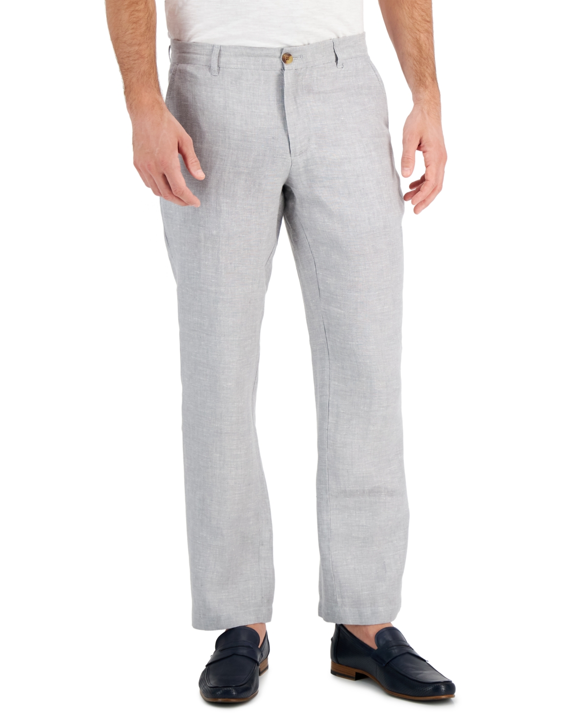 Men's 100% Linen Pants, Created for Macy's - Grey Slate