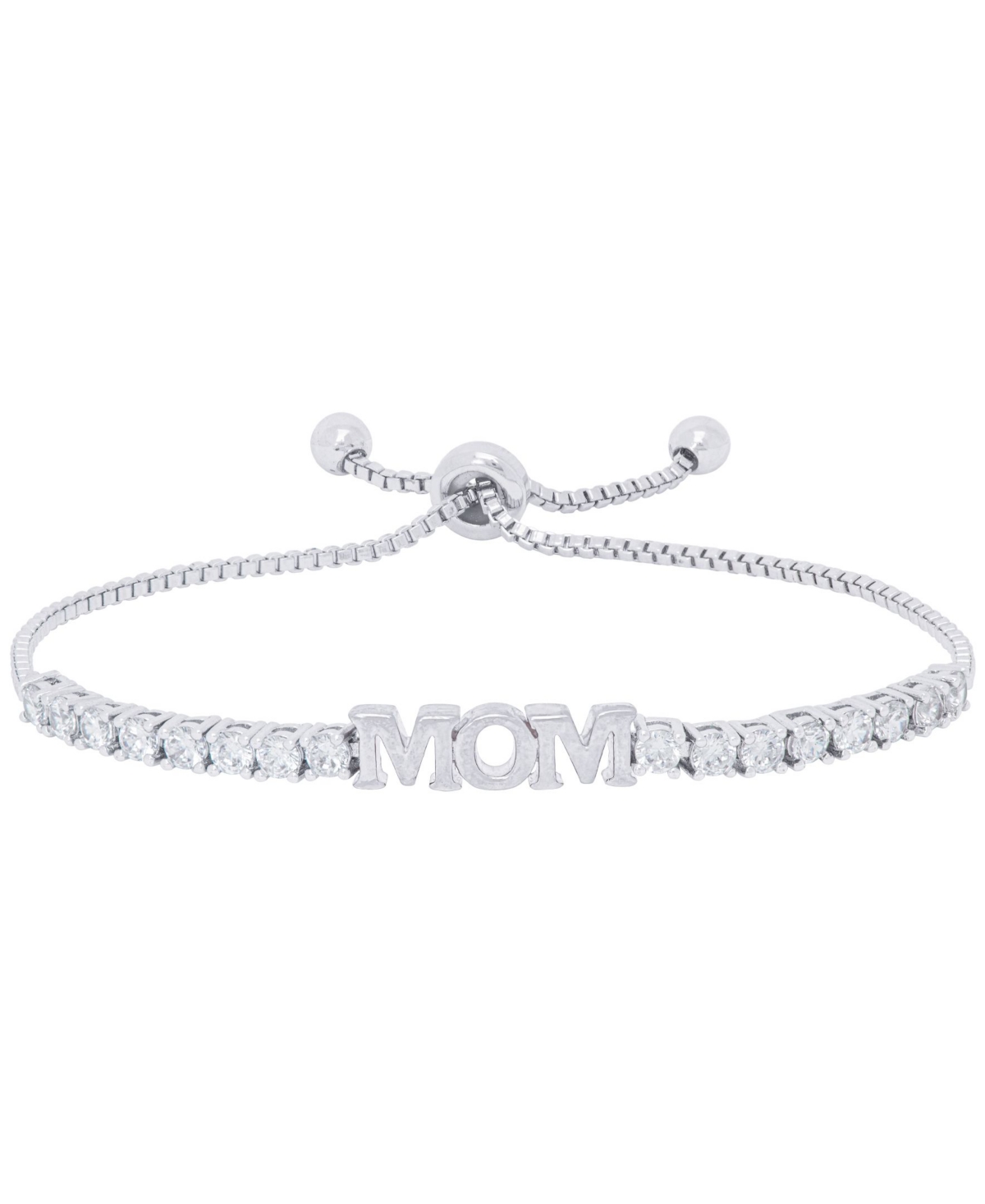 Macy's Women's Cubic Zirconia 'Mom' Adjustable Bolo Bracelet