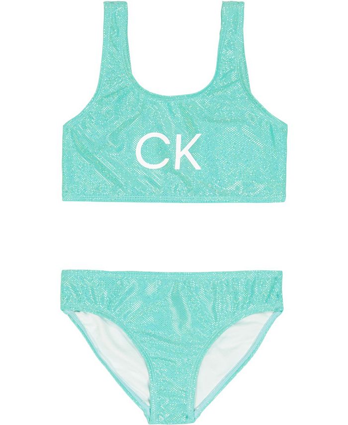 Calvin Klein Little Girls Shimmer Bikini Swimsuit, 2 Piece Set - Macy's