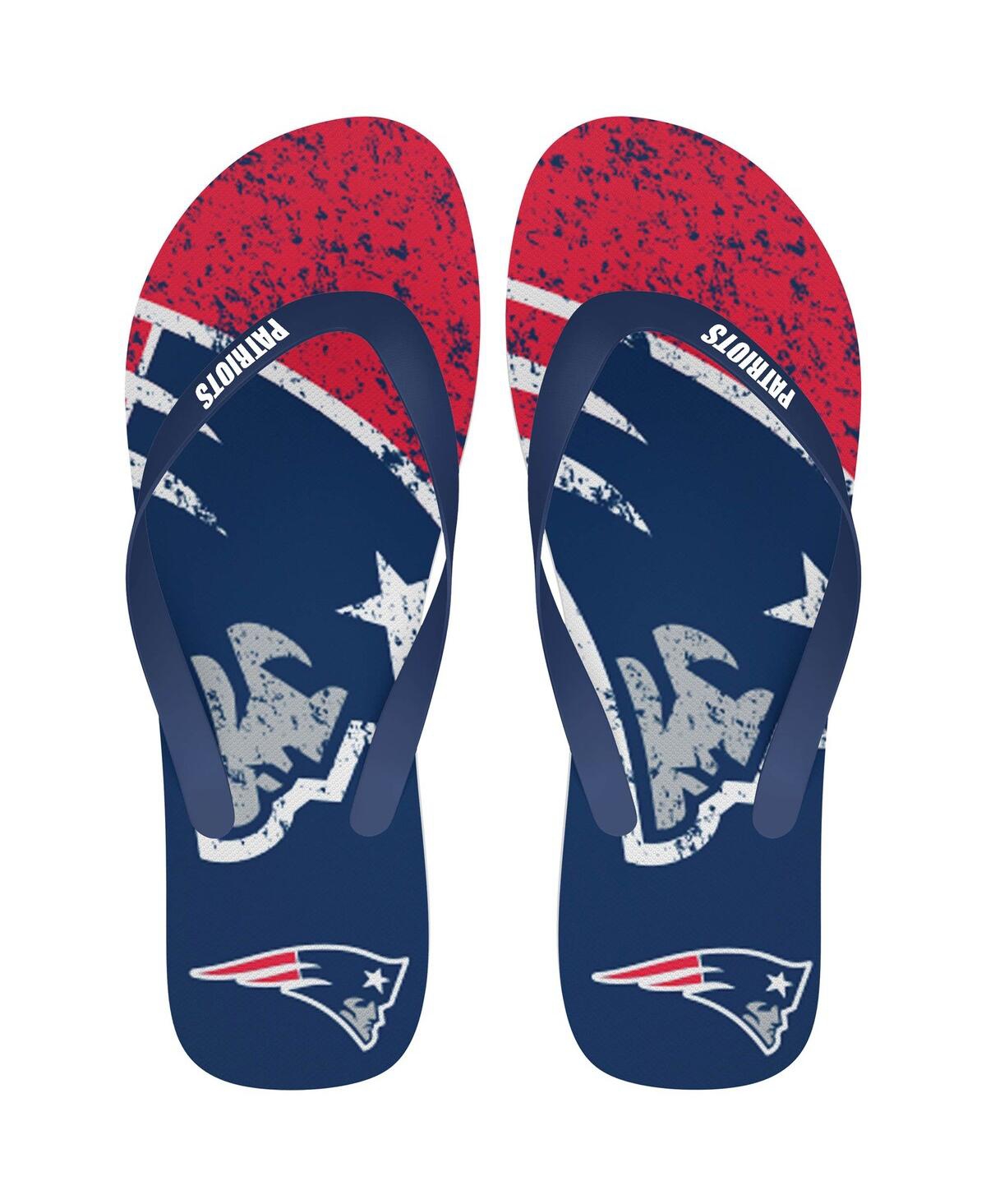 Men's and Women's New England Patriots Big Logo Flip-Flops - Navy