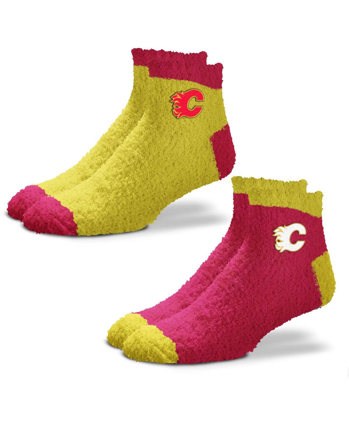Women's For Bare Feet Calgary Flames 2-Pack Team Sleep Soft Socks - Red