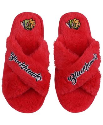 Women's Chicago Blackhawks Script Cross Slide Slippers