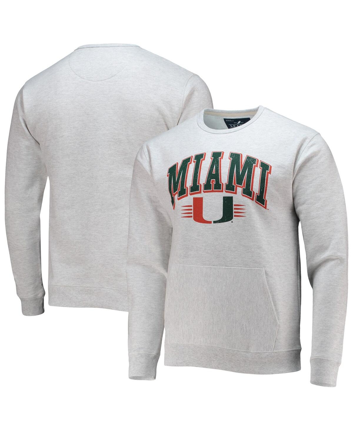 Shop League Collegiate Wear Men's  Heathered Gray Miami Hurricanes Upperclassman Pocket Pullover Sweatshir