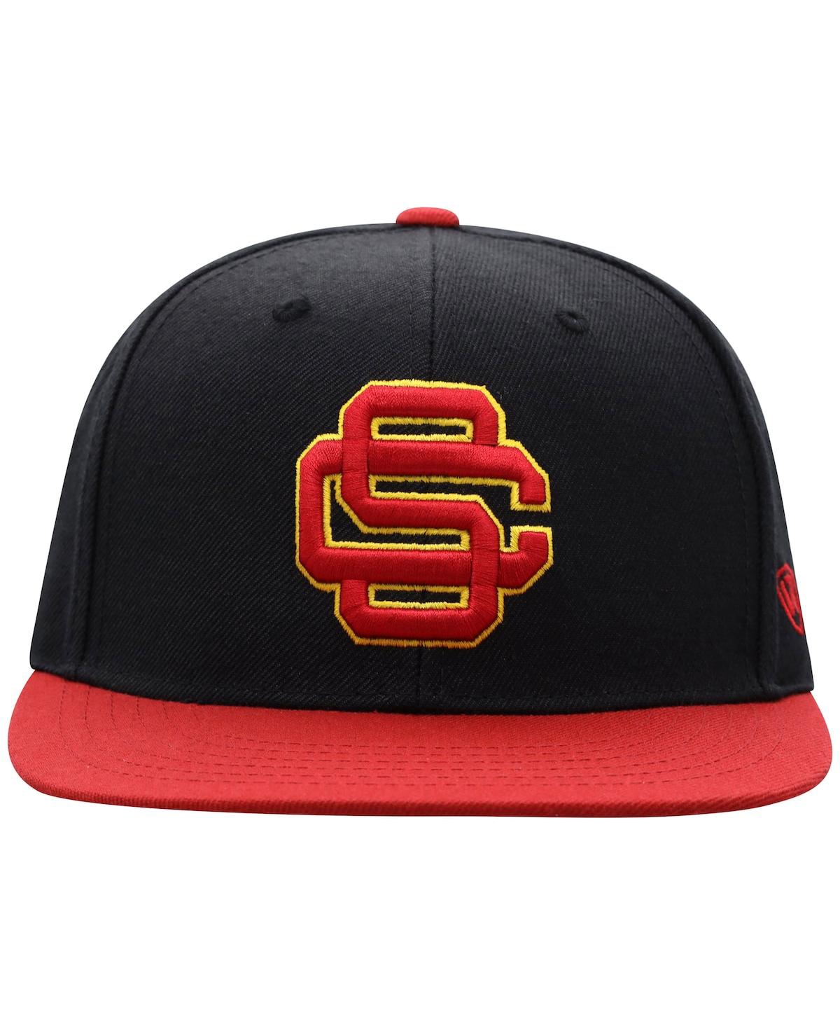 Top Of The World Men's  Black And Cardinal Usc Trojans Team Color Two-tone Fitted Hat In Black,cardinal