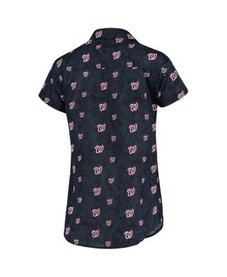 Women's Navy Washington Nationals Floral Button Up Shirt