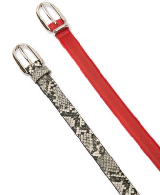 2-Pk Snake & Solid Belt, Created for Macy's