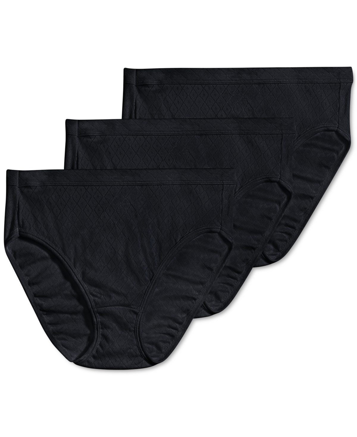 Elance Cotton French Cut Underwear 3-Pk 1541, Extended Sizes - Sheer Nude/Whisper Stripe/Light