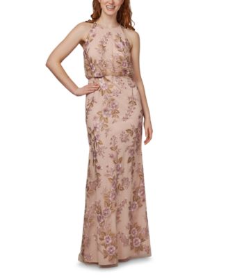 Adrianna Papell Floral-Embroidered Gown - Macy's