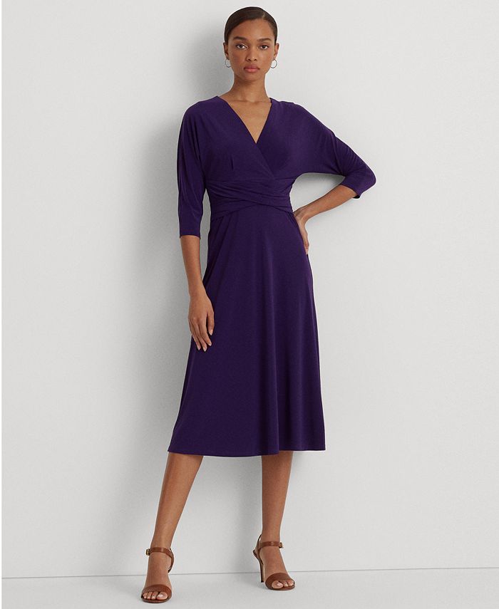Lauren Ralph Lauren Surplice Jersey A-Line Dress & Reviews - Dresses -  Women - Macy's