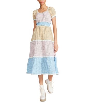 Betsey Johnson - Colorblocked Ditsy-Print Midi Dress