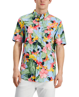 Club Room Men's Short Sleeve-Print Shirt, Created for Macy's - Macy's