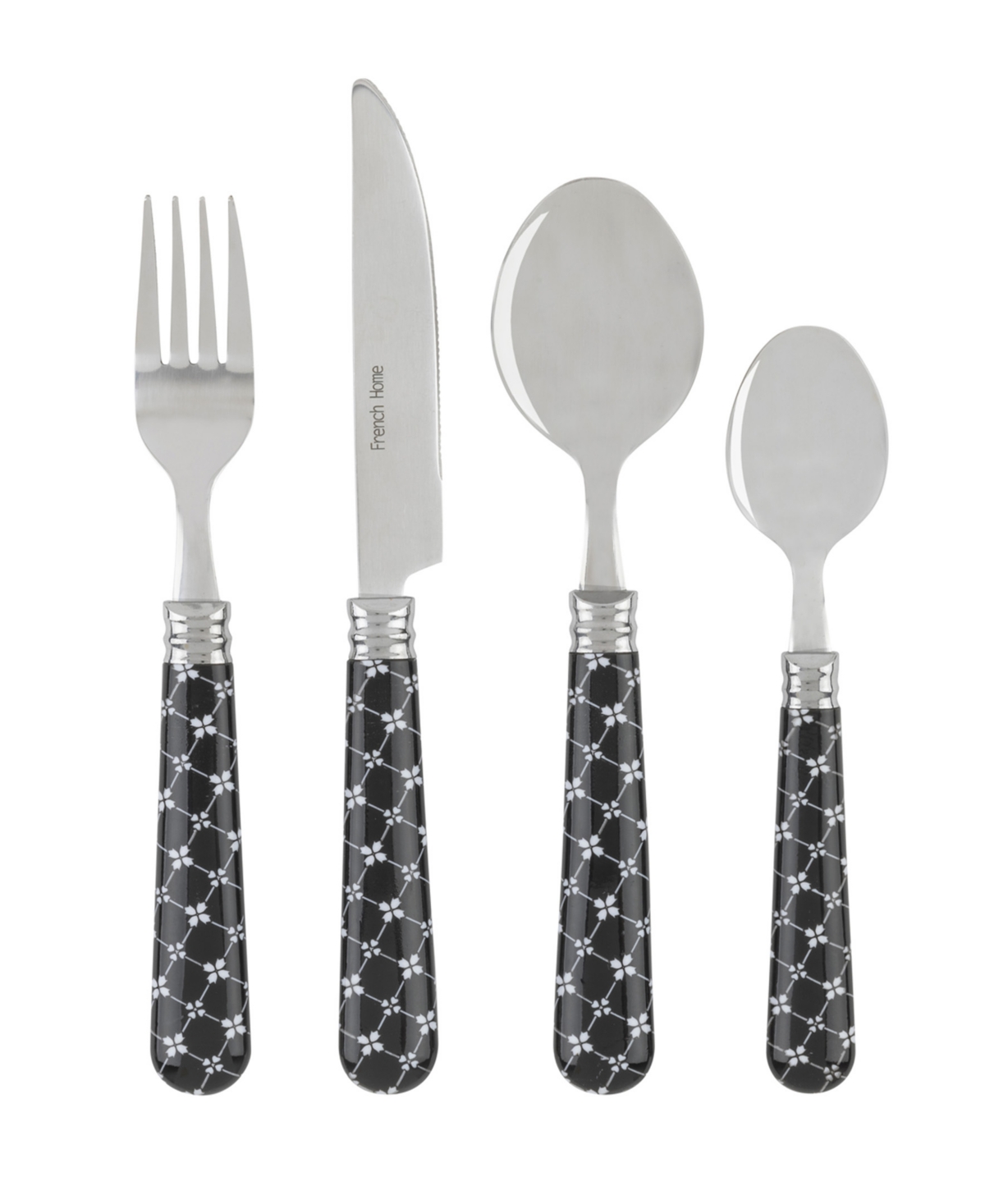 French Home Bistro Abstract Butterfly Stainless Steel 16 Piece Flatware Set, Service for 4 - White