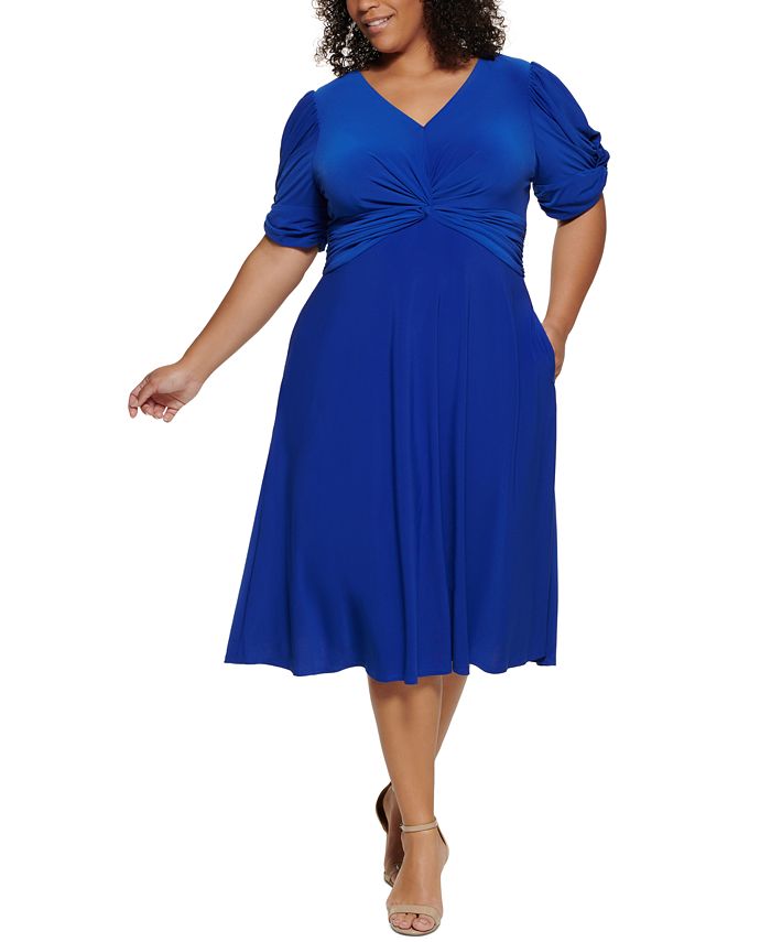 Jessica Howard Plus Size Twisted Midi Dress - Macy's