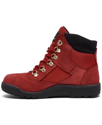 navy blue and red field boots