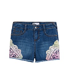 Little Girls Lace Denim Shorts