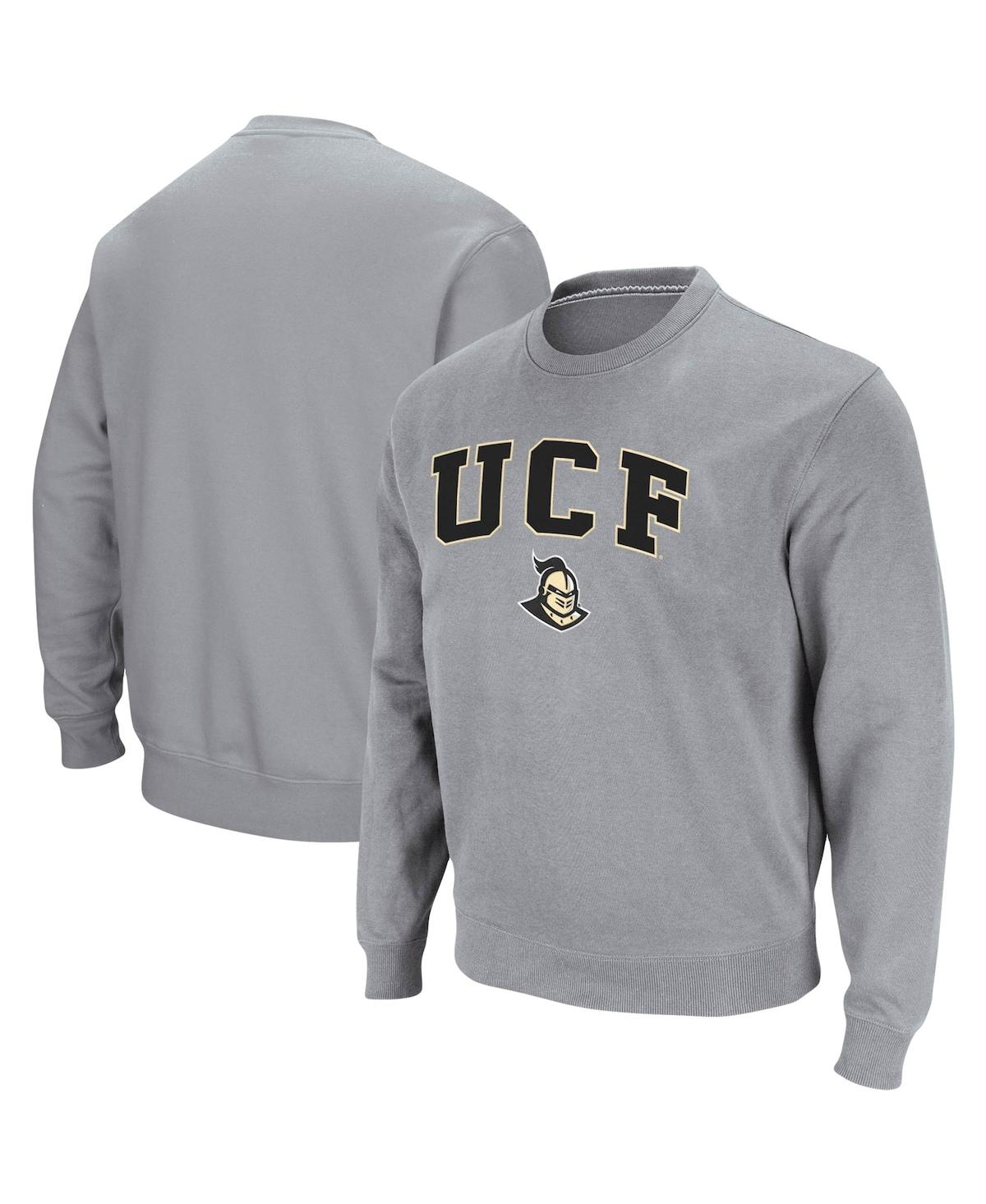 Colosseum Men's Ucf Knights Arch & Logo Tackle Twill Pullover Sweatshirt In Heathered Gray