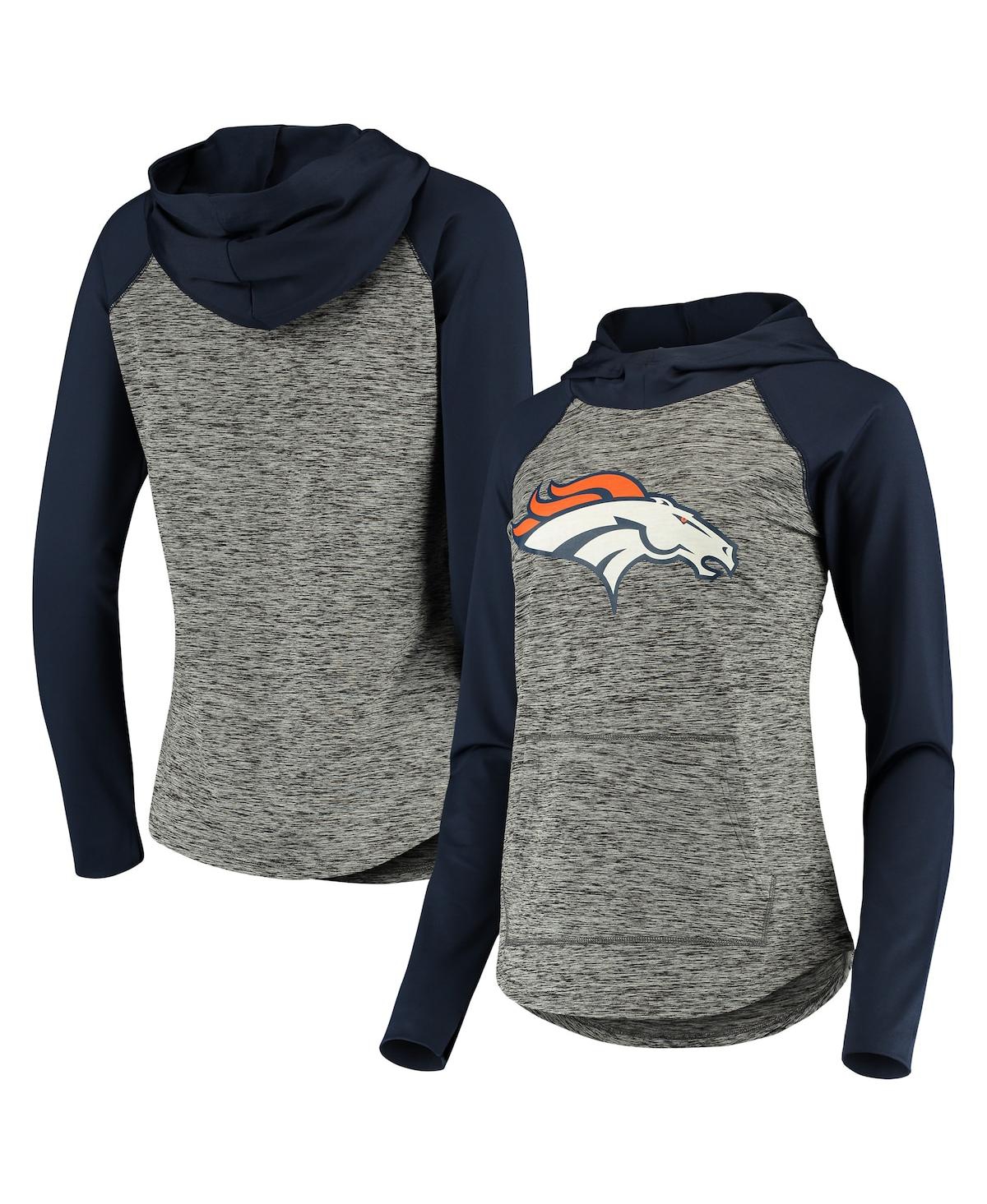 G-III 4HER BY CARL BANKS WOMEN'S G-III 4HER BY CARL BANKS HEATHER GRAY, ORANGE DENVER BRONCOS CHAMPIONSHIP RING PULLOVER HOOD