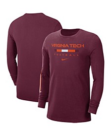 Men's Maroon Virginia Tech Hokies Word Long Sleeve T-shirt